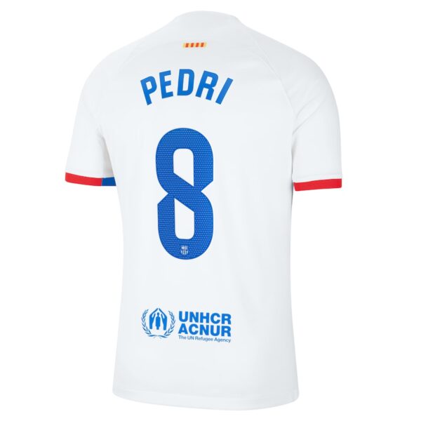 Pedri Barcelona Nike 2023/24 Away Jersey - White - Image 3
