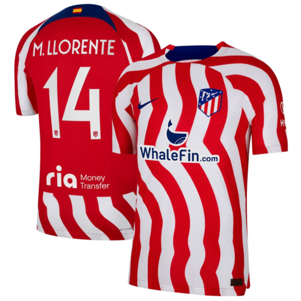 Atlético de Madrid Metropolitano Home    Unisex Shirt 2023 with M. Llorente 14 printing