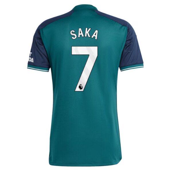 Bukayo Saka Arsenal Adidas 2023/24 Third Player Jersey - Green - Image 2
