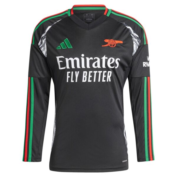 Bukayo Saka Arsenal adidas 2024/25 Away Long Sleeve Player Jersey - Black - Image 2