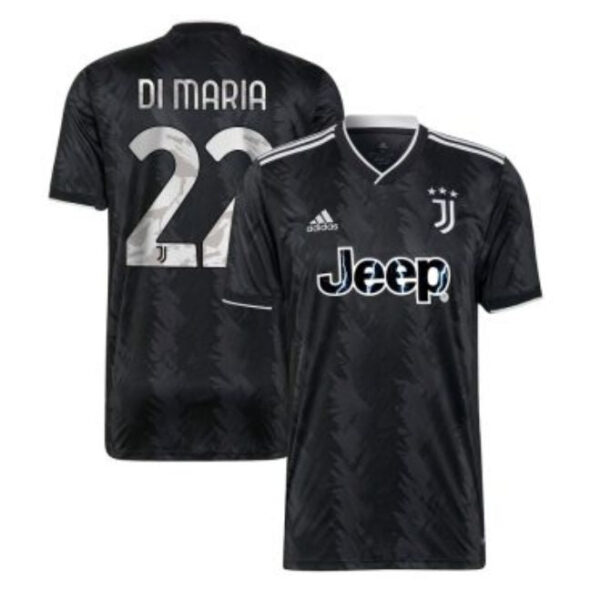 Juventus Away Shirt 2022-2023 with Player Di Maria 22 printing Unisex Jersey – Black