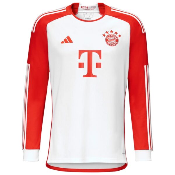Bayern Munich adidas 2023/24 Home Custom Long Sleeve Jersey - White - Image 2