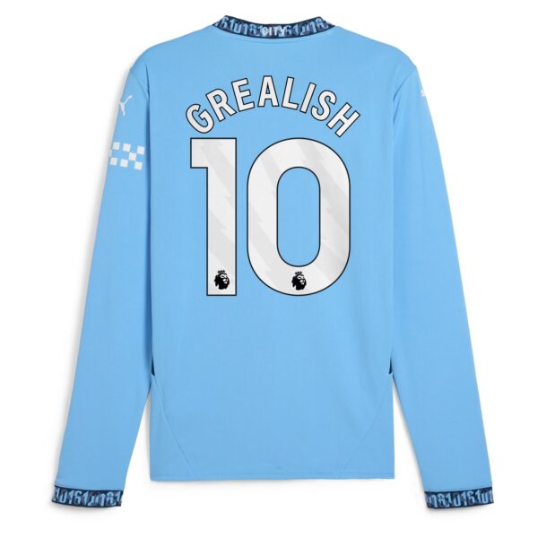 Manchester City PUMA Home Shirt 2024-25 - Long Sleeve with Grealish 10 printing Jersey - Blue - Image 3