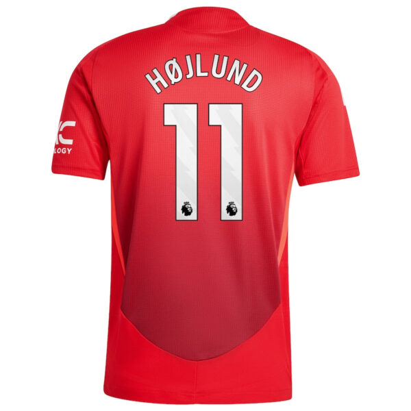 Manchester United adidas Home Shirt 2024-25 with Højlund 11 printing Jersey - Red - Image 2
