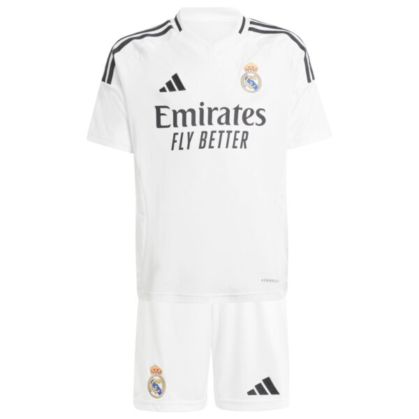 Real Madrid adidas Home Youthkit 2024-25 with Vini Jr. 7 printing Jersey - White - Image 2