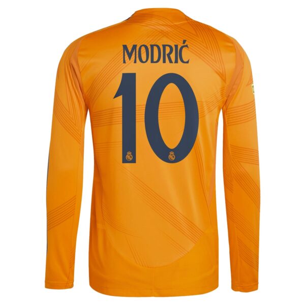 Luka Modric Real Madrid adidas 2024/25 Away Long Sleeve Player Jersey - Orange - Image 3